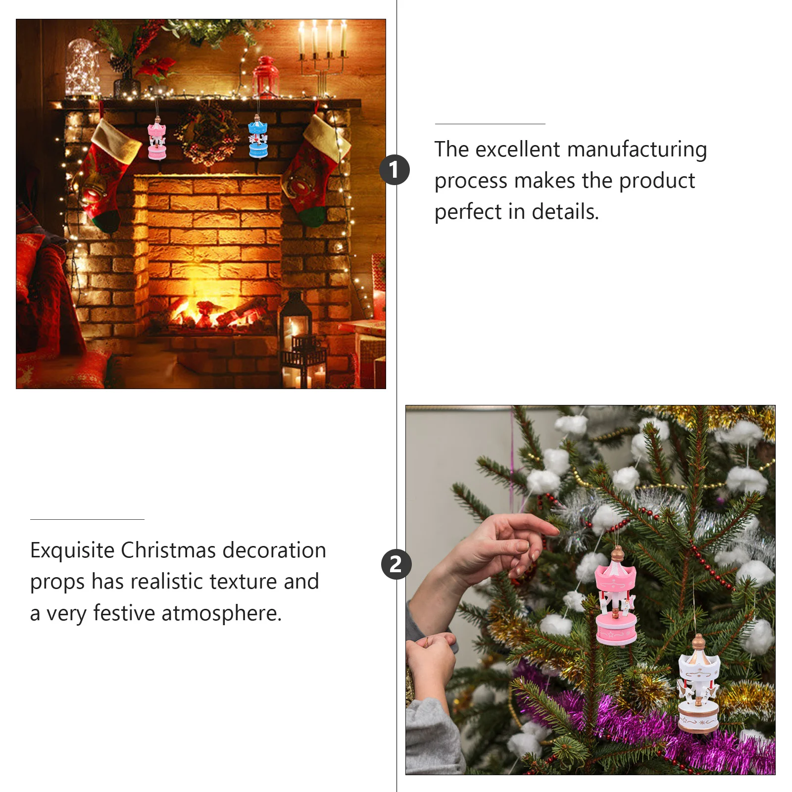 

1Set Merry-Go-Round Ornament Creative Christmas Supplies Unique Design Natural Appearance Cost-Effective Adornments Festive