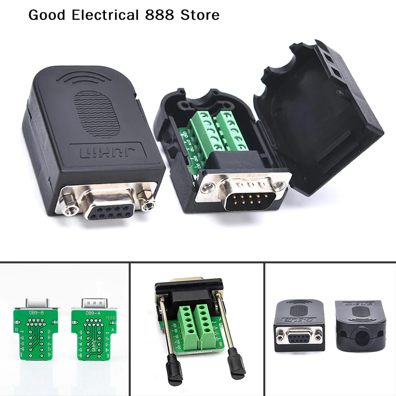 

DB9 Serial COM Transfer-free Solder Terminals RS232 Female Male Connector With Back Side Screw Nut D-SUB Solderless Connectors