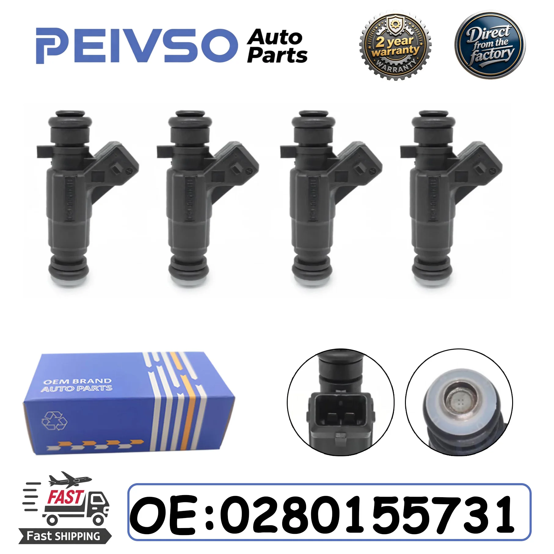 PEIVSO 4pcs 0280155731 030906031E Fuel Injector for Seat&Volkswagen Arosa Cordoba Golf Polo 1.0 1.4 Auto Parts