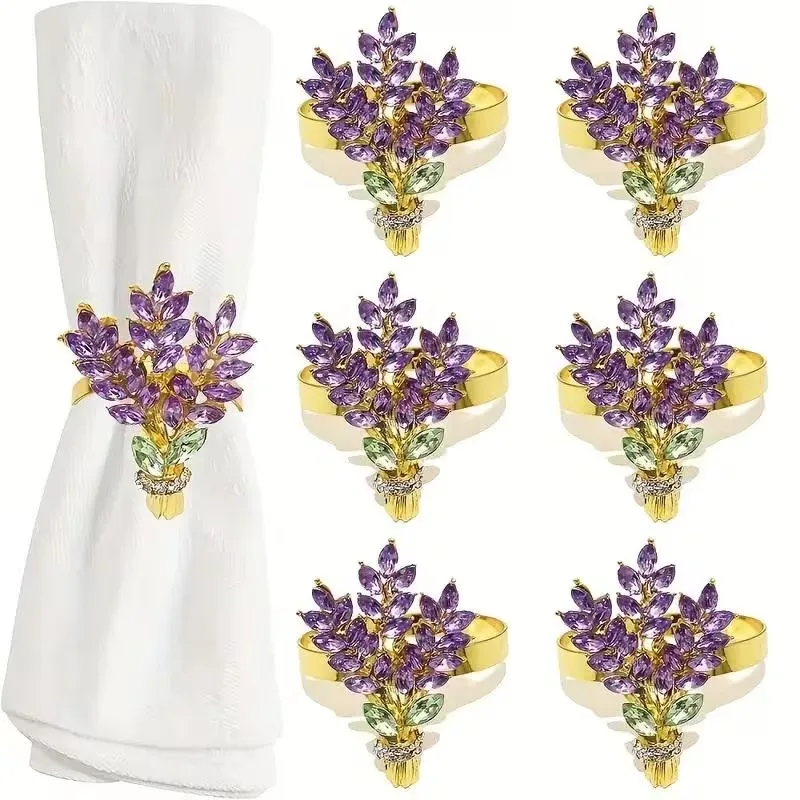 1-16PCS Elegant Sturdy Lavender Napkin Rings Stylish Charming Table Decor for Wedding Easter Birthday Thanksgiving Home Kitchen