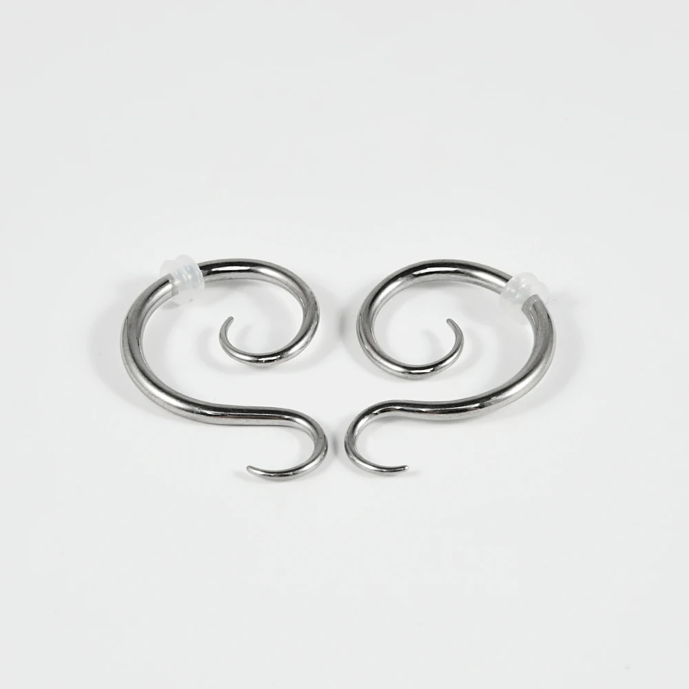 1PC High Quality Stainless Steel S Spiral Hoop Earrings Tunnel Heart Ear Weights 1.6-10MM Expander Ear Holes Piercing Jewelry