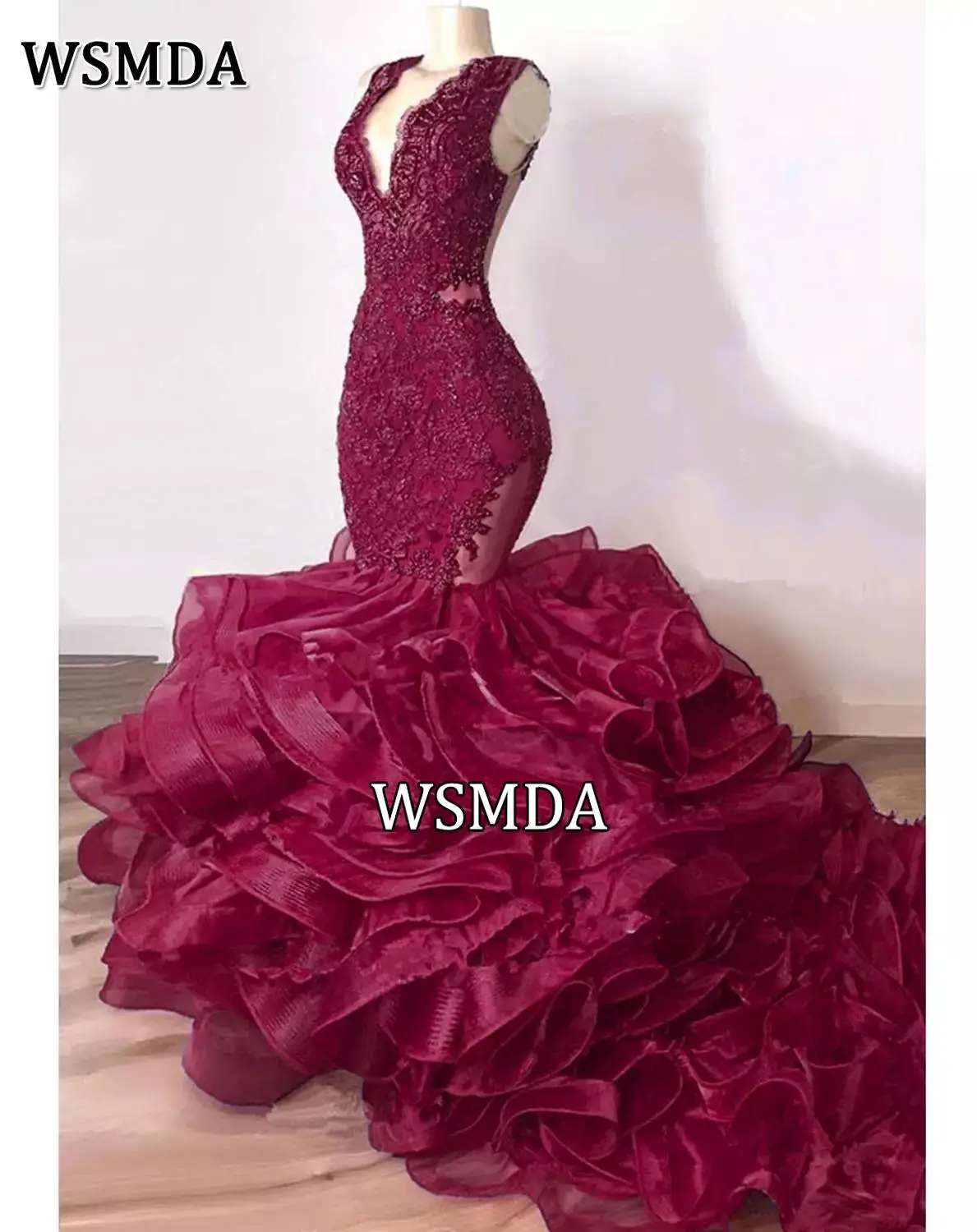 Luksusowe, królewsko niebieskie, koronkowe suknie wieczorowe typu syrena, zdobione koralikami, z bufiastym dołem, falbanami, długie suknie balowe, seksowne sukienki na imprezę, vestido formatura.