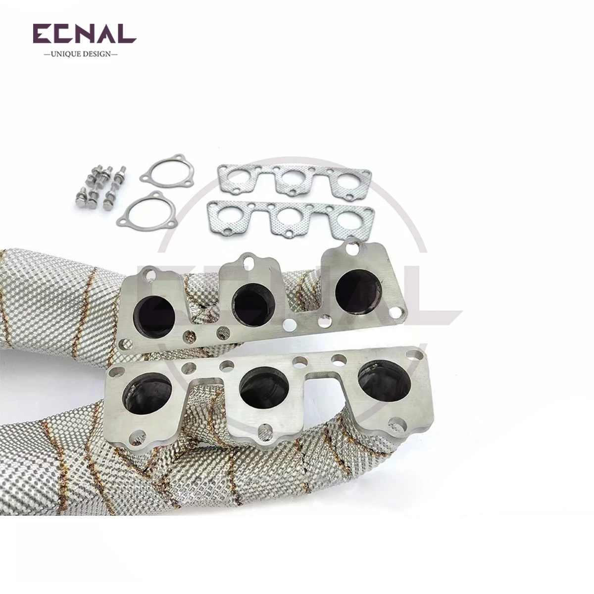 

Выпускной коллектор Ecnal с прямоточной трубой и теплозащитным экраном из нержавеющей стали SS304, спортивная выхлопная система для Audi A6 A7 A8 C7 3.0T 2012-2018