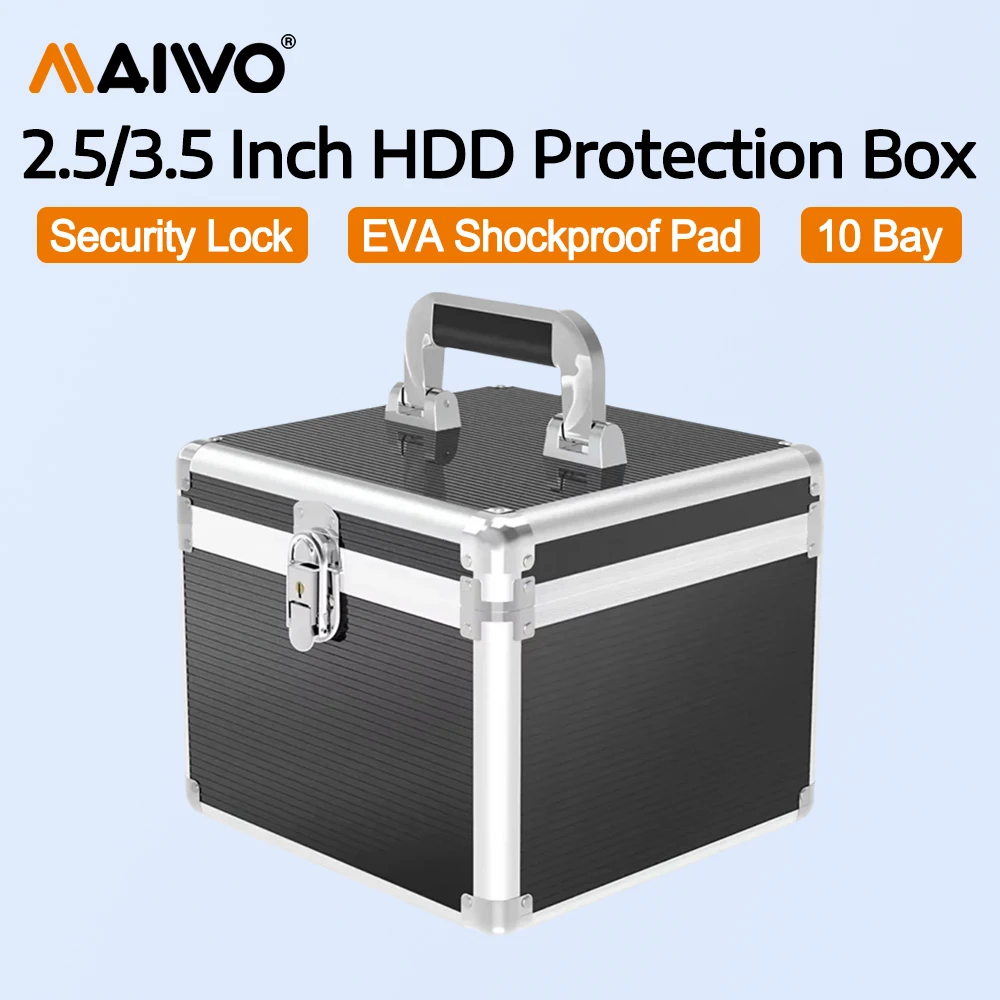 

Коробка для защиты жестких дисков MAIWO на 10 отсеков с замком, для 3,5-дюймовых IDE/SATA HDD, с защитой от кражи, влаги и ударов