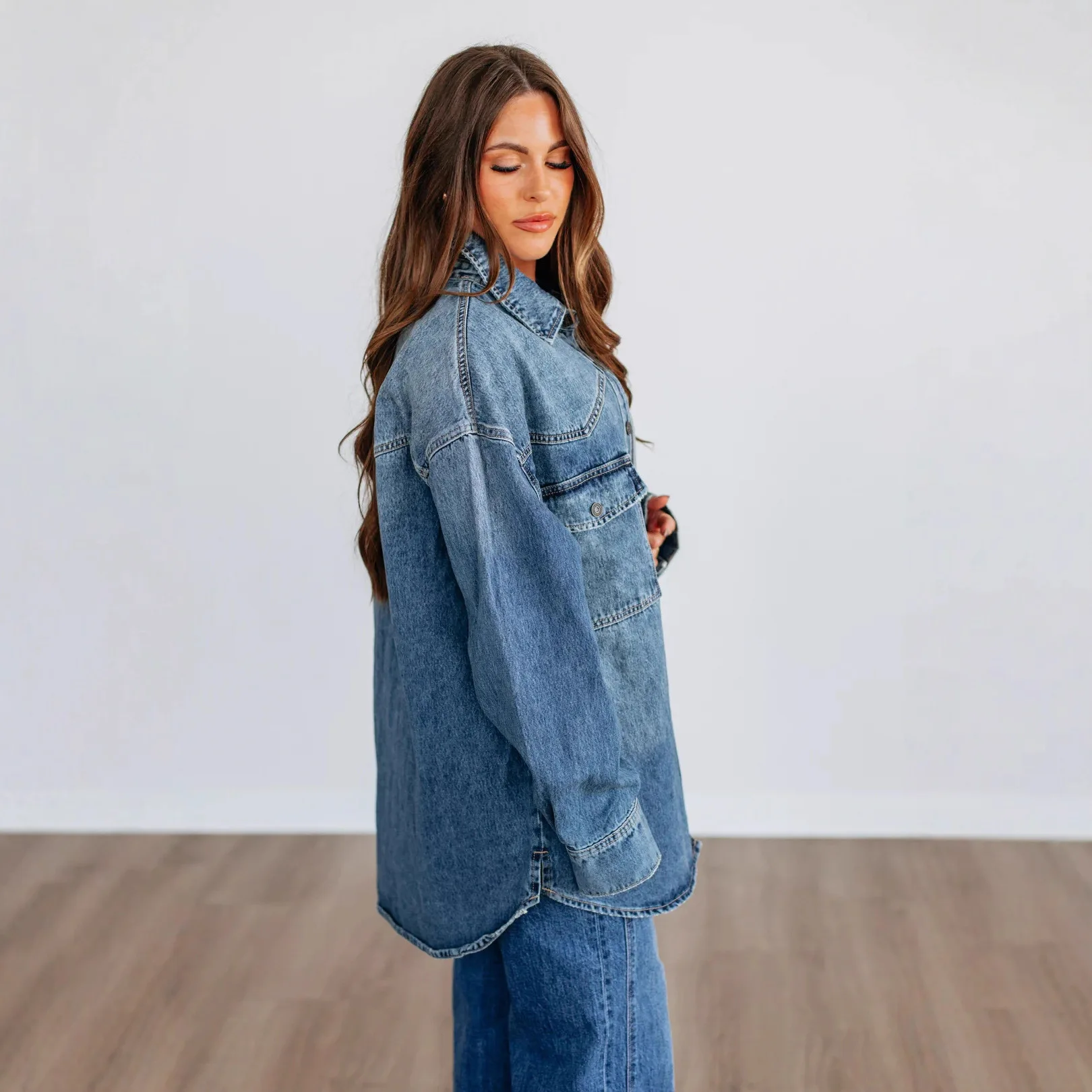 

Retro Sle Loose Women's Denim Jaet Casual Versatile Stand Collar Outerwear Faionable Ladies' ort Coat for Winter
