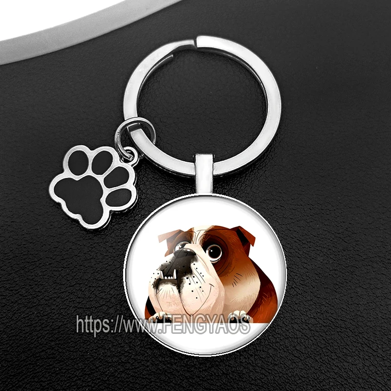 Funny Sausage Dog Key Ring Time Stone Dog Glass Keychain Cute Puppy Pendant Key Chain Accessories Fashion Gift
