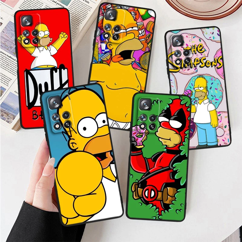 Funny Homer Simpson For Xiaomi Redmi Note 12 12S Turbo 11 11T 11S 10 10S 9 8 8T 7 Pro Plus 5G Black Phone Case Cover