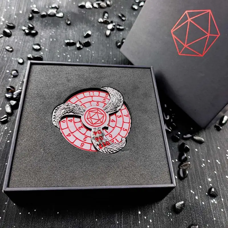 Rotating Dragon Dice Disc Carving Pattern Dice Spinner With Box For Tabletop Game Engraved Letter Number And Dragon Pattern