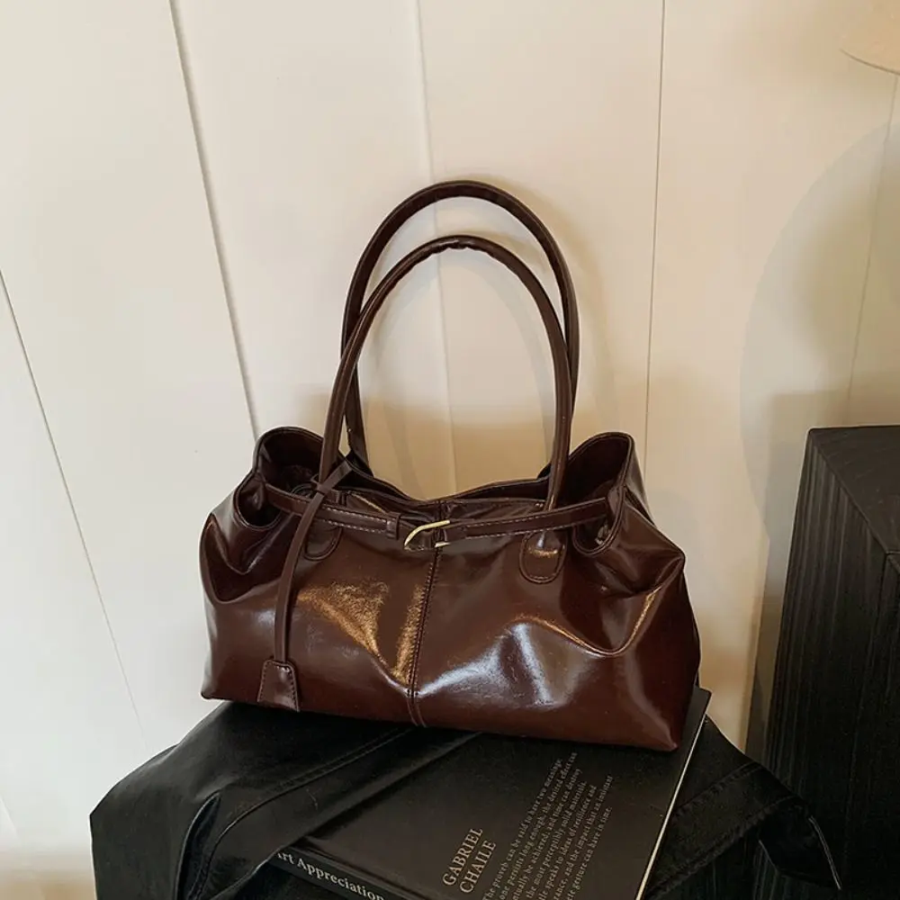 

Винтажная сумка-тоут в корейском стиле, однотонная, вместительная, из искусственной кожи, на плечо, подмышечная