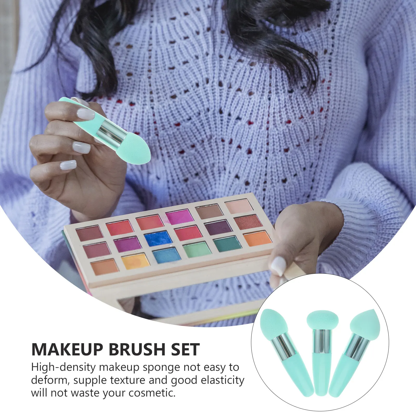 

3Pcs Handheld Makeup Sponge Pens Dense Non-Deformable Beauty Applicator for Efficient Use Travel-Friendly Makeup Gadget