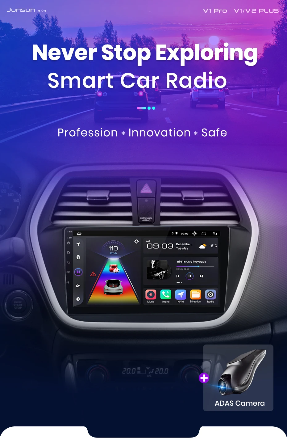 Junsun Carplay Android Auto Autoradio für Suzuki Sx4 2 S-Cross 2012 - 2016 Intelligentes System GPS Stereo Multimedia-Haupteinheit – Detail 1