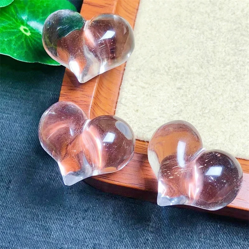 

5pcs Natural Clear Quartz Heart Cartoon Cute Carving Healing Blue Crystal Gemstone Fashion Jewelry Gift 24MM