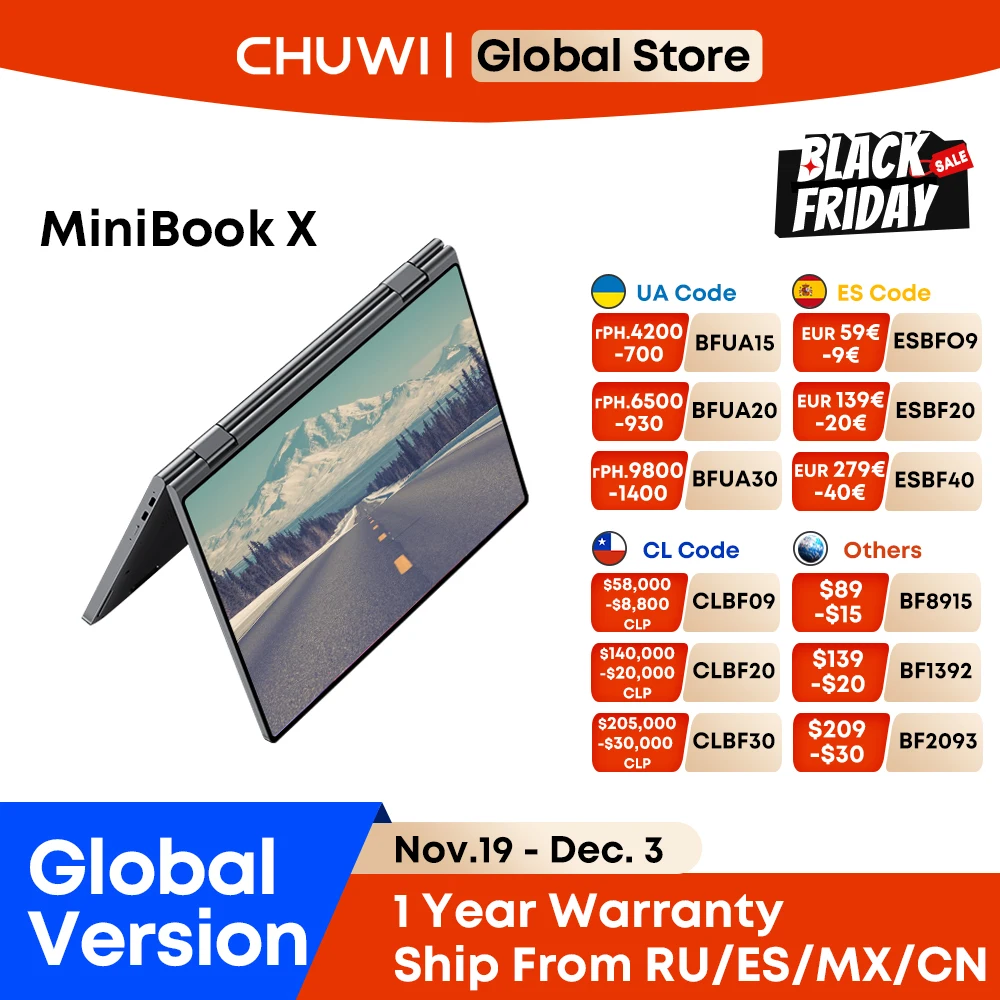CHUWI MiniBook X Intel N150 10.51 Inch 2-in-1 Tablet Laptop 12GB LPDDR5 512G SSD Windows 11 Laptops Mini Notebook 2K FHD WiFii 6