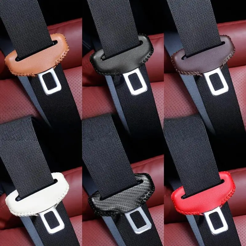 

2Pcs PU Leather Protection Wear Universal Car Seat Belt Buckle Cover Protector Anti-collision Case Car Interior Accessories