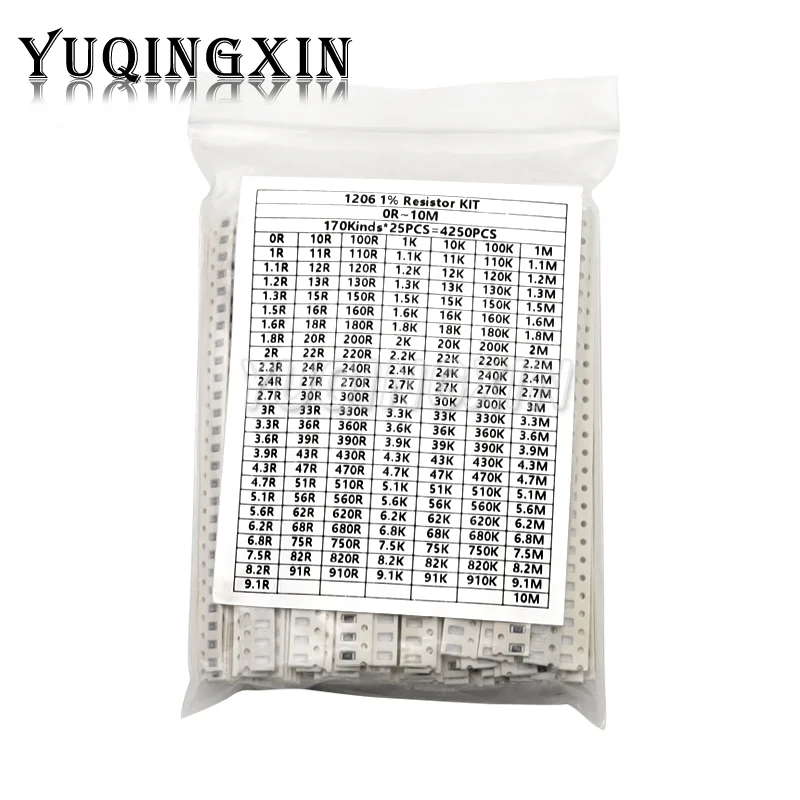 4250pcs 8500pcs 1% 0402 0603 0805 1206 SMD Chip Resistor Assorted Kit 0R - 10M ohm 170Values Resistance Samples Set