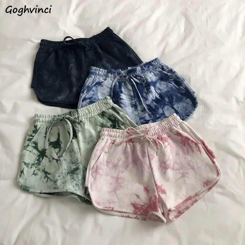 

Vintage Tie Dye Shorts Women Summer High Waist Drawstring Шорты Женские Летние Loose All-match Chic Popular Korean Style Female