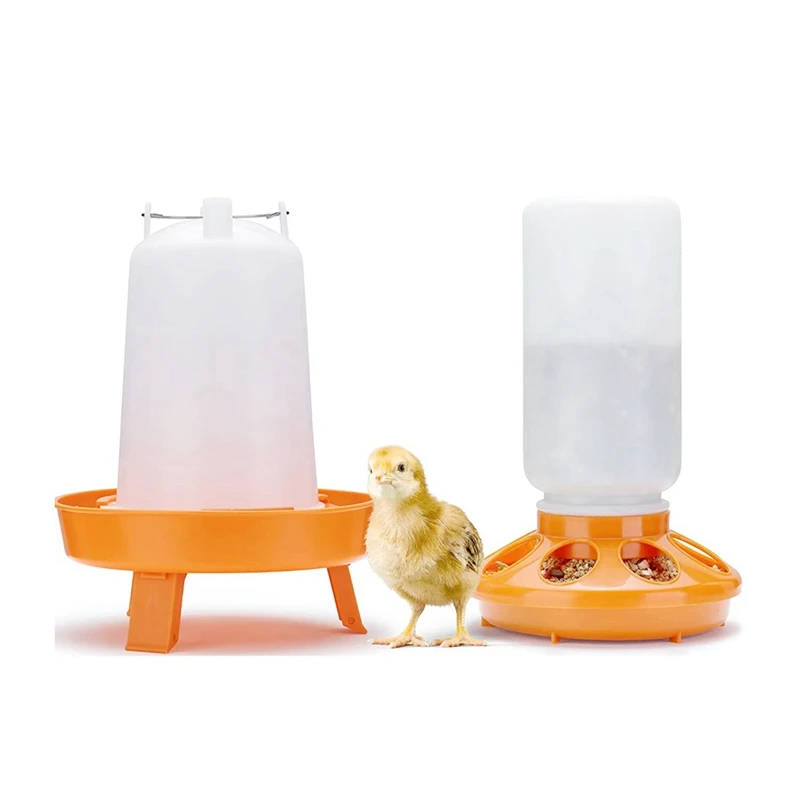 Top Filling Chick Feeder And Waterer Kit , Chick Feeder And Waterer With 3 Heights Adjustable Legs For Chicks