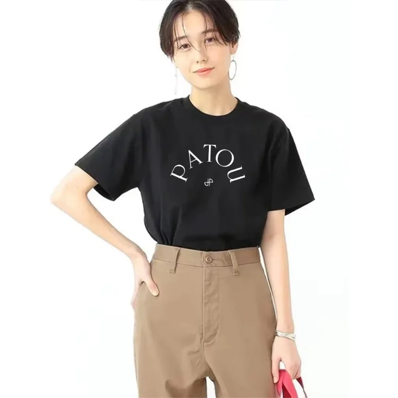 

Exported To Korea Summer Cotton T-shirt Men Women Same Color Small Cartoon Embroidery Couple Look Ins Street Trend Tees