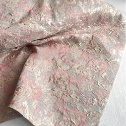 Broken Gold Oil Painting Jacquard Pink Fabric Chinese Style Textured Relief Jacket Half Skirt Clothing Designer Fabric