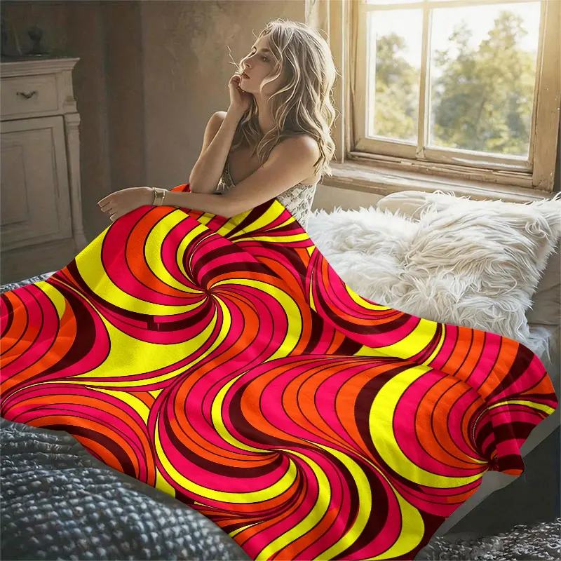Retro Swirl Twist Flannel Blanket Warm Soft Halloween Christmas Decorative Couch Warm Cozy All-Season Gift