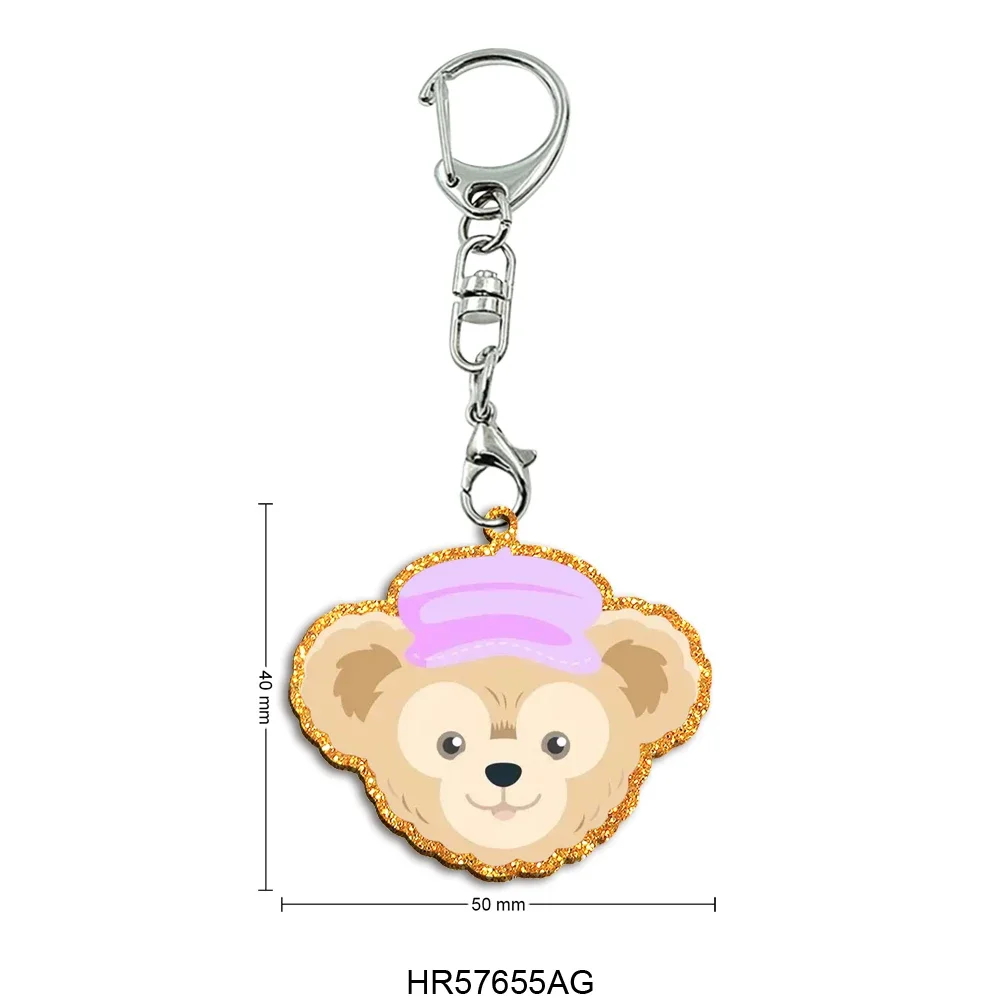 Disney Duffy Bear Chunky Glitter Portachiavi in acrilico Ciondolo per cartoni animati Foto Flash Charms Stampa Portachiavi olografici con personalità