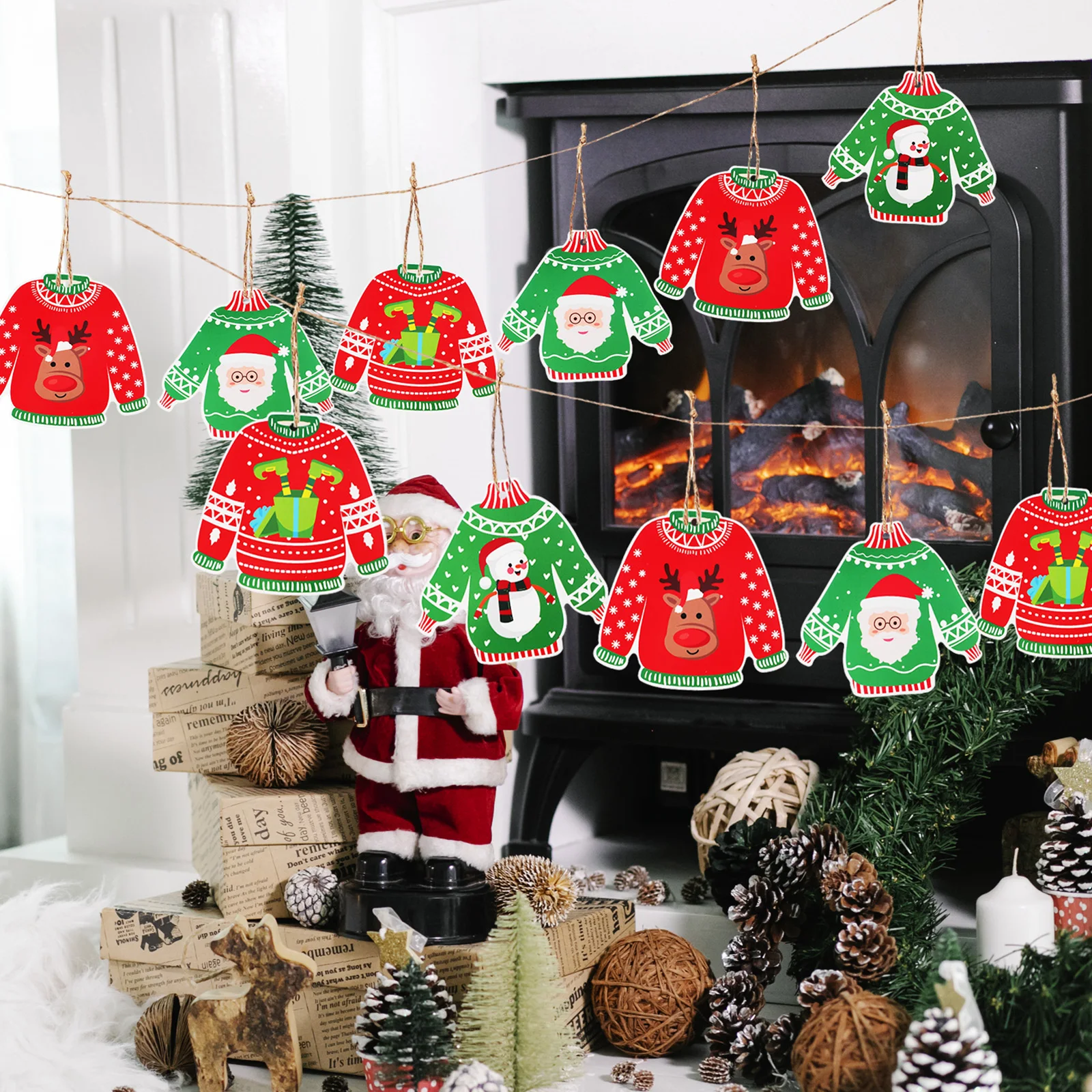 

48 Pcs Xmas Tree Decor Ugly Sweater Christmas Tree Hanging nament naments Pine Holiday Xmas Hanging Themed Pendant
