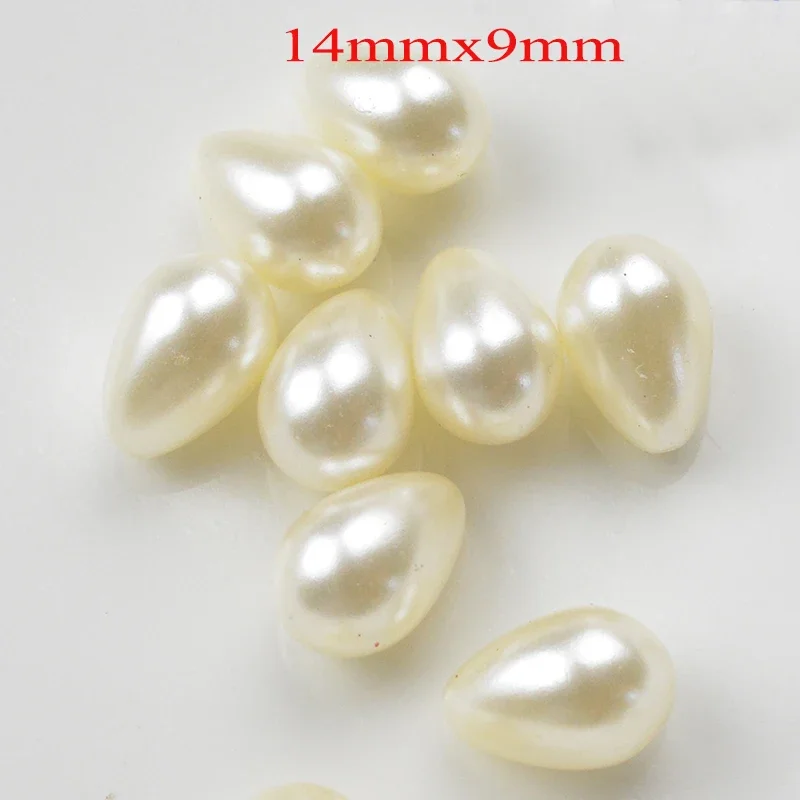 FLTMRH 5mmx7mm 10mmx6mm 12mmx6mm ABS Tear Drop Beads White/Ivory Imitation Pearl Beads For DIY Jewelry Making Indian Beads