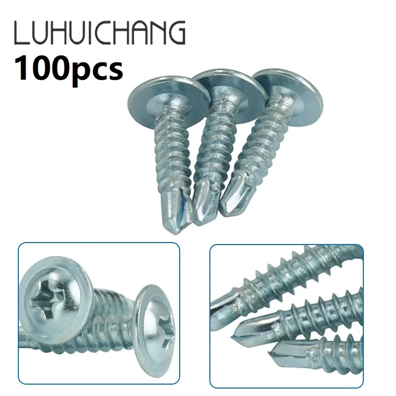 Washer Head Drill type Self tapping Galvanized screw M4.2 M4.8 stainless steel Drilling tail screw electric drill screw 100pcs