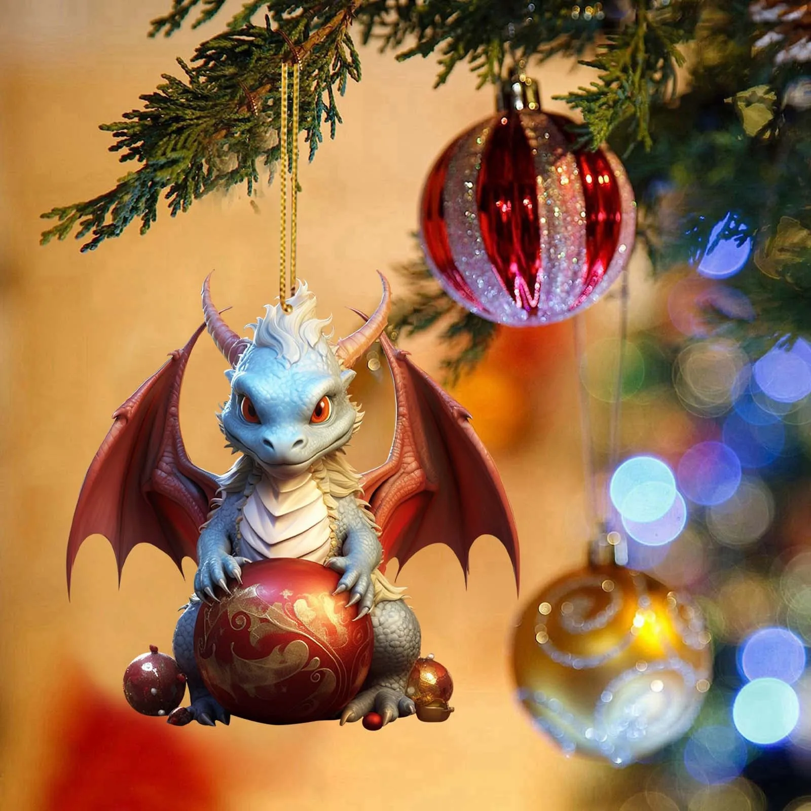 Christmas Dragon Acrylic Christmas Hanging Ornament Christmas Tree Hanging Ornament Pendant Navidad 2023 Party Supplies Gift