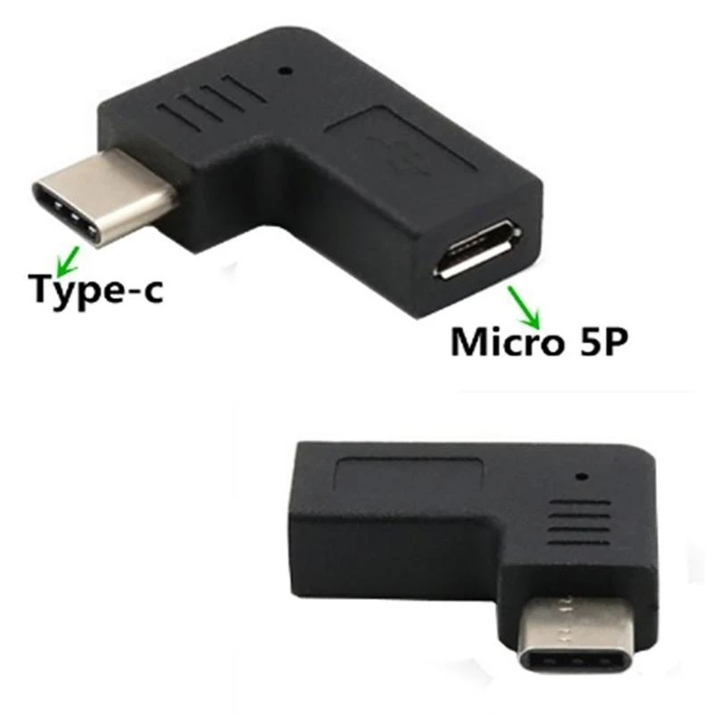 83CE 90 Degree Micro USB Input Type C Output Adapter Female to Male Connector Converter Support and Data Transfer