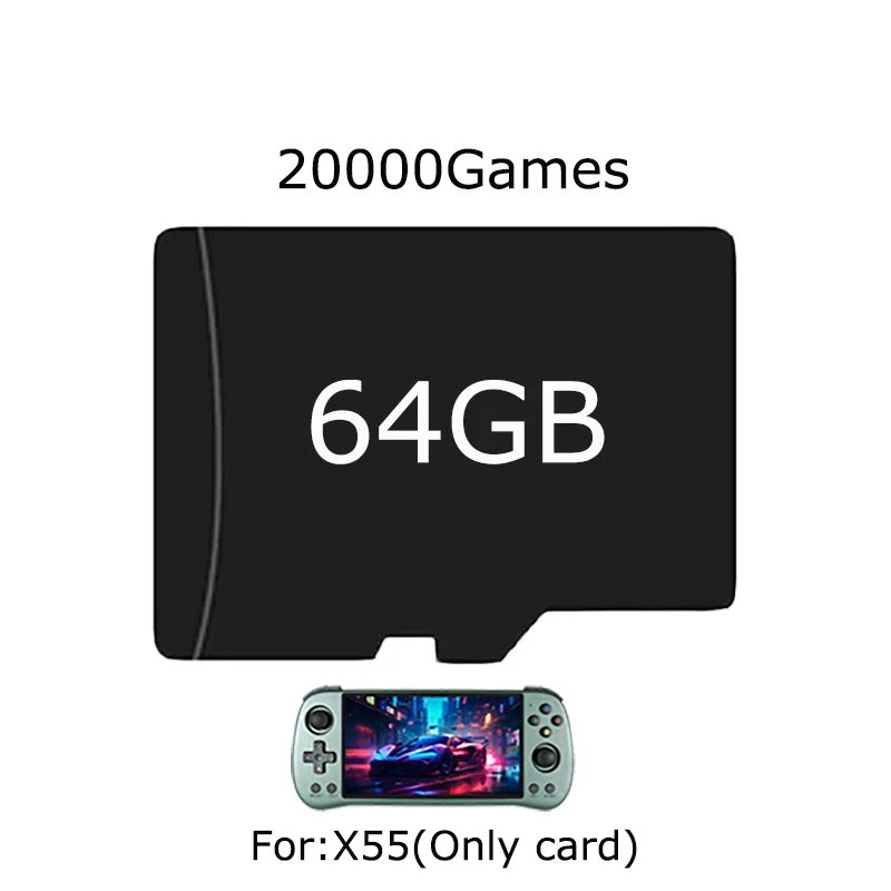 For POWKIDDY X55 Handheld Console 16GB Sytem Card 32GB 64GB 128GB Game Card