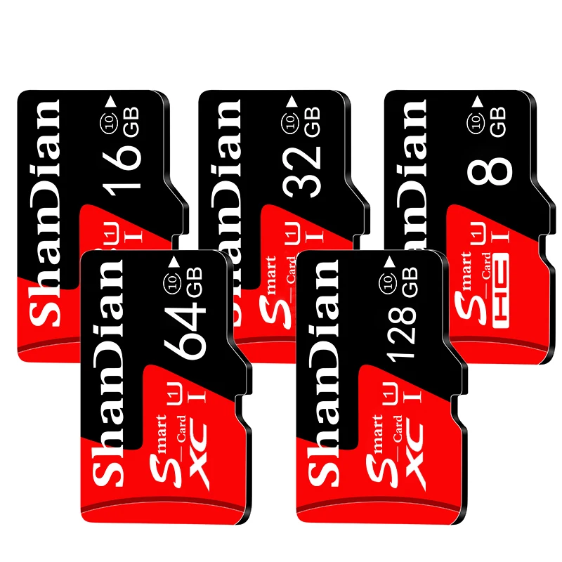 SHANDIAN Mini SD Card 8GB 16GB Class 6 Real Capacity 32GB Memory SD Card High Speed Smast SD Card TF card External Storage