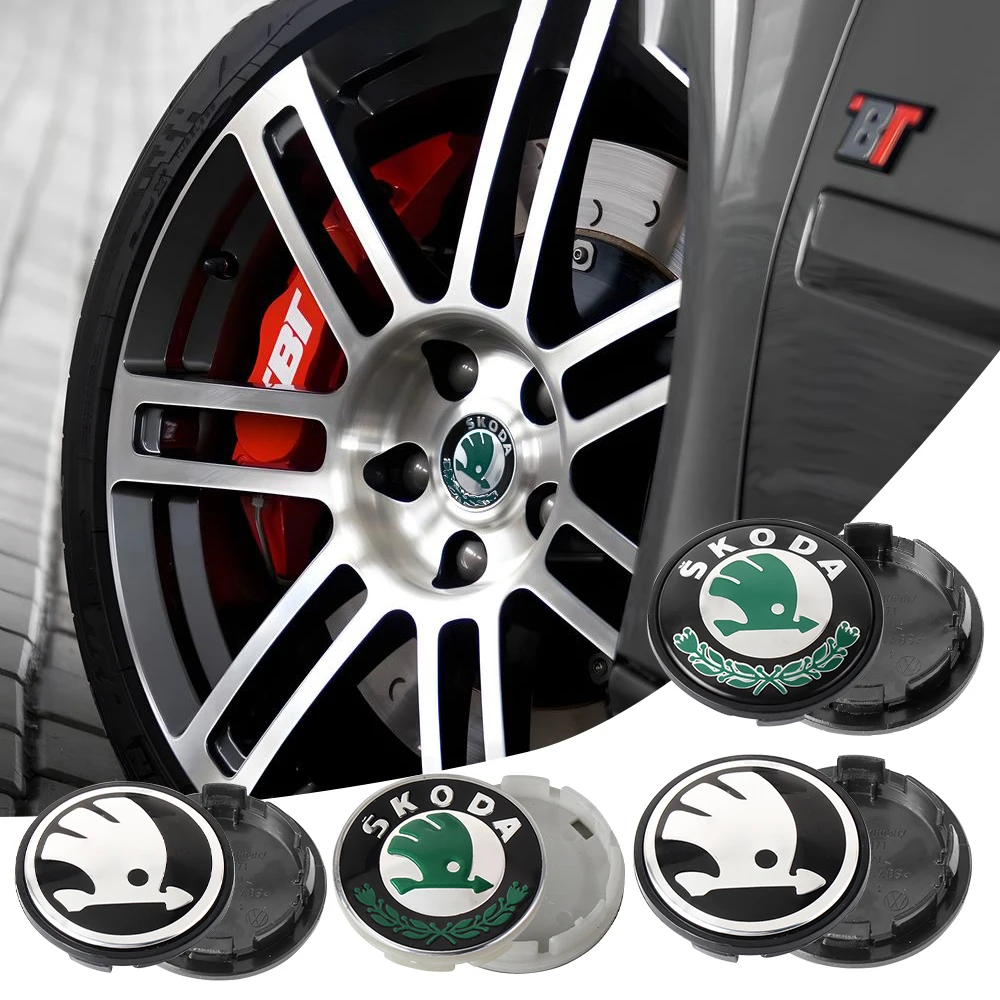 55MM/65MM Original Hub Caps Car Wheel Center Covers Decoration For Skoda Rapid Scala Kodiaq Fabia Kamiq Karoq Octavia 3 2 A5 A7