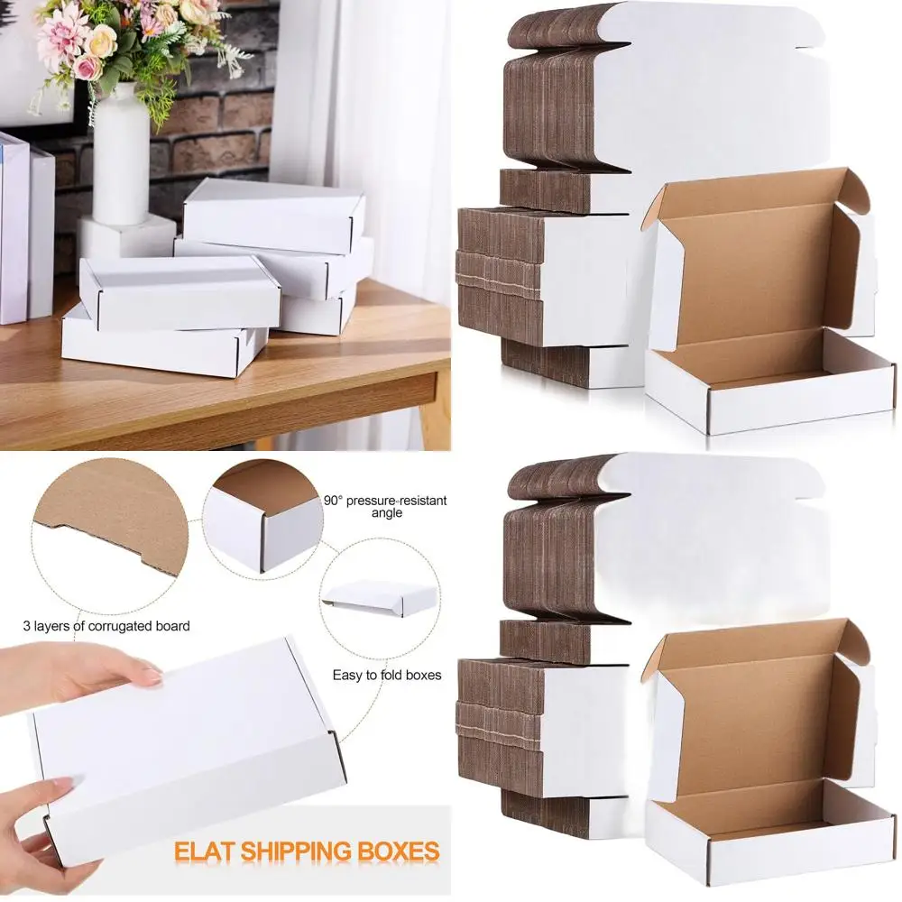 

100 упаковок белых гофрированных картонных транспортировочных коробок для малого бизнеса — рассылка и упаковка (7,09x5,12x1,97 дюйма)