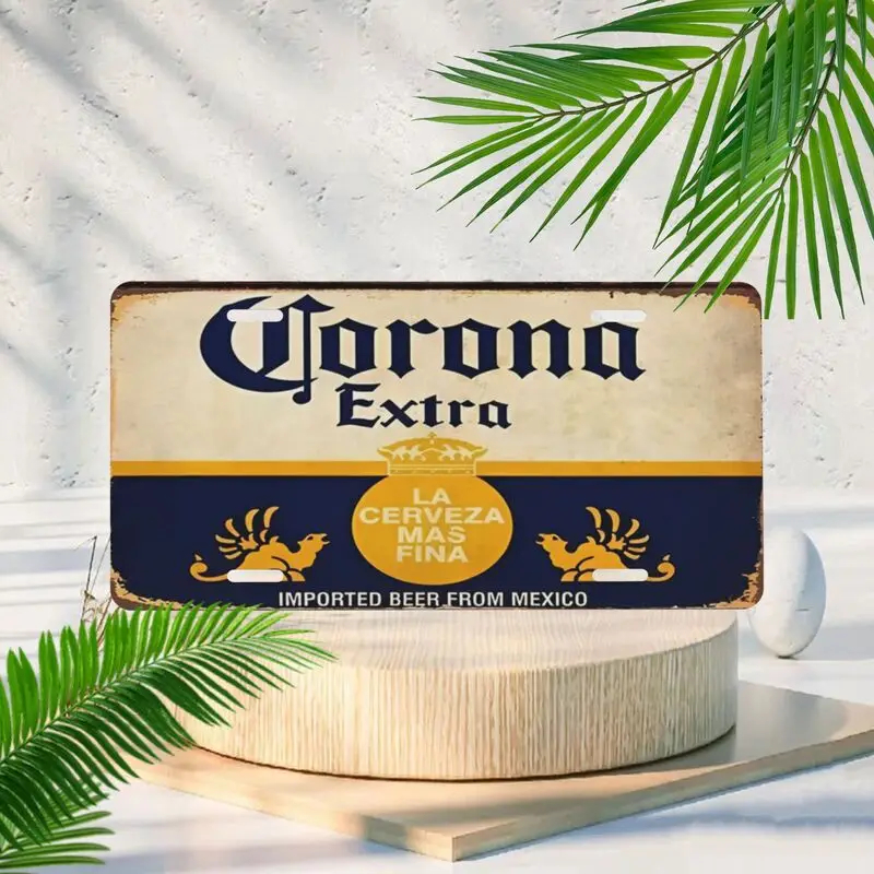 Placas de matrícula decorativas con temática de cerveza Corona Extra Vintage, placas de matrícula de coche, decoración del hogar, bares, cafeterías, decoraciones de garaje