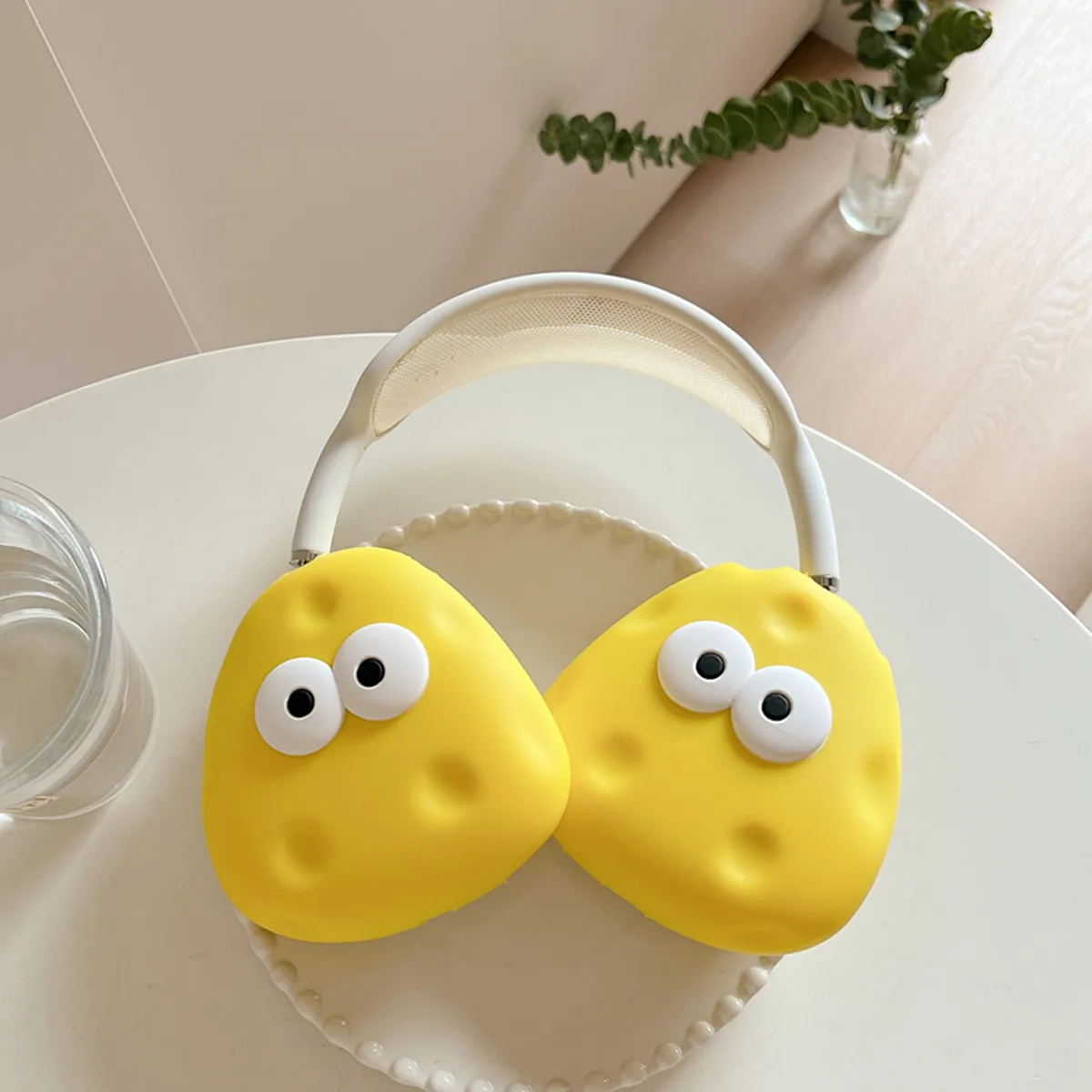 Cover For AirPods Max,Cute Cartoon cheese Cases for Men&Women Soft Silicone Accessories Protective Cover for Apple AirPods Max