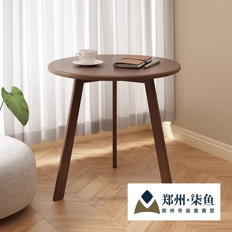 

Маленький круглый стол из каучукового дерева | Твердый журнальный столик | Современный минималистичный дизайн для гостиной, спальни, многоцелевой