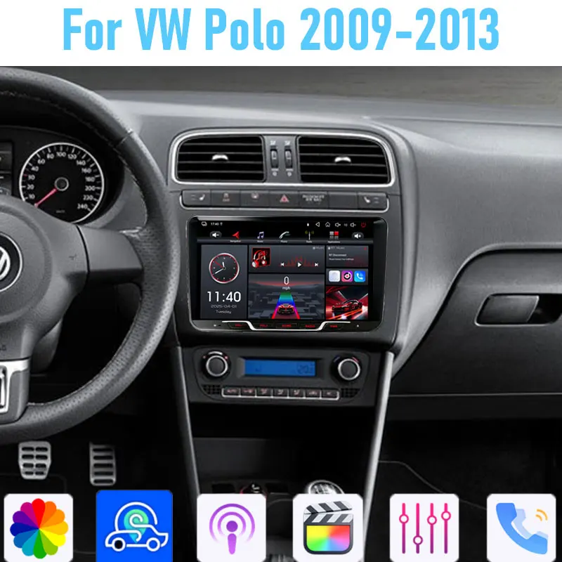 9 ''para vw polo 2009-2013 64gb rádio do carro sem fio android 15 gps unidade principal carplay sistema inteligente navi wifi bt google mapa