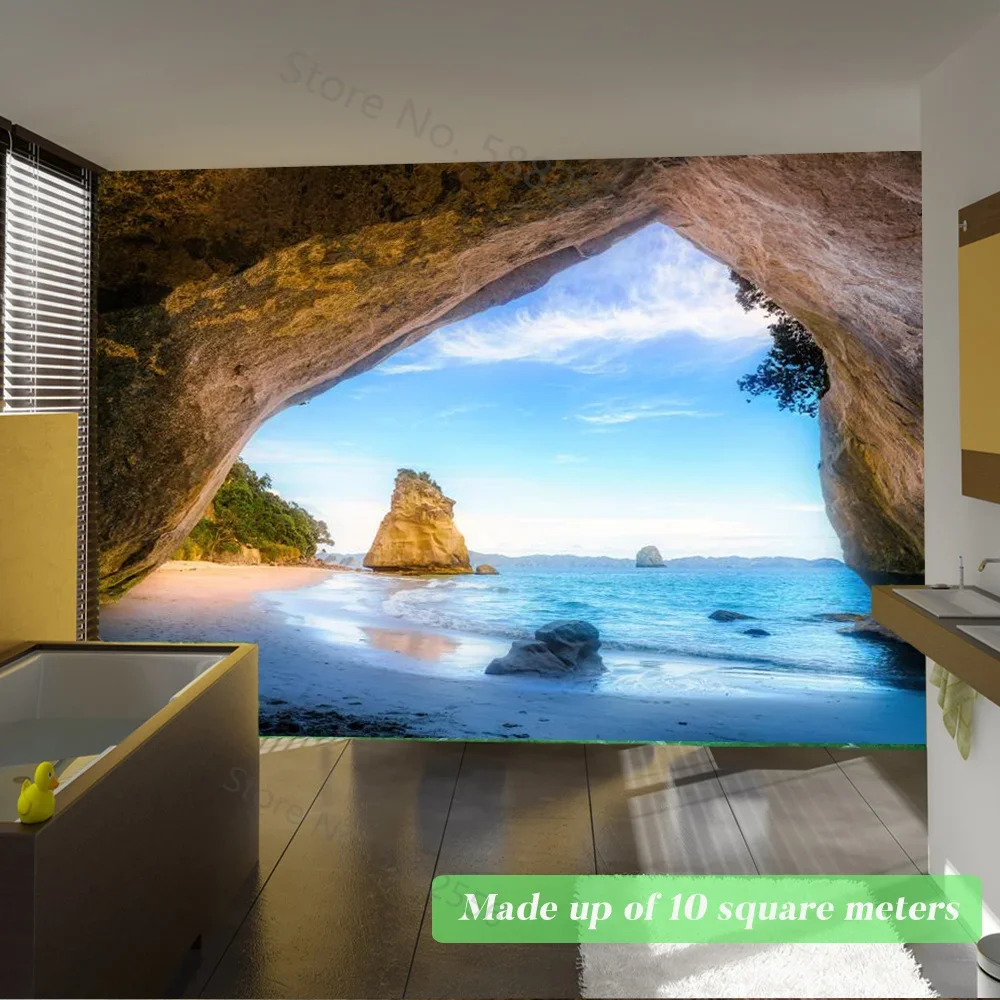 Imagem -03 - Mural de Parede 3d Personalizado para Home Decor Green Mountain Waterfall Paisagem da Natureza Papel de Parede Fotográfico Sala e Quarto