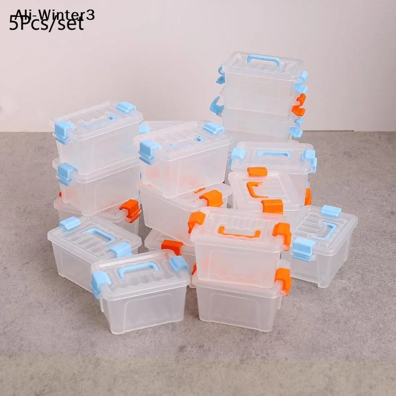 

【WR】5Pcs Dollhouse Mini Storage Box Clear Toolbox Model Dollhouse Home Home Decoration Dolls House Micro Scene Decor Props