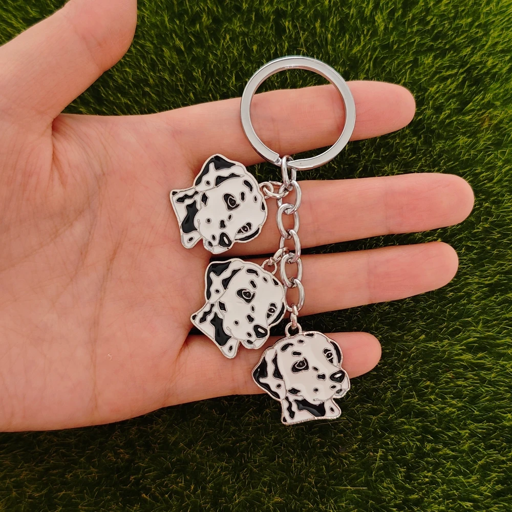 Cute Papillon Dog Keychain Dalmatian Key Ring Boston Terrier Lover Funny Gift