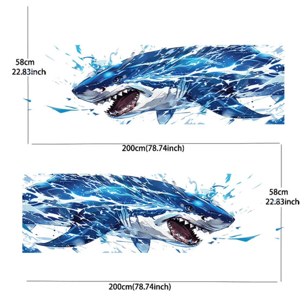 Zebra-striped Shark with Lightning Car Decals Full-body Floral Decoration Scratches Protect Car Decals Waterproof Car Vinyl Wrap