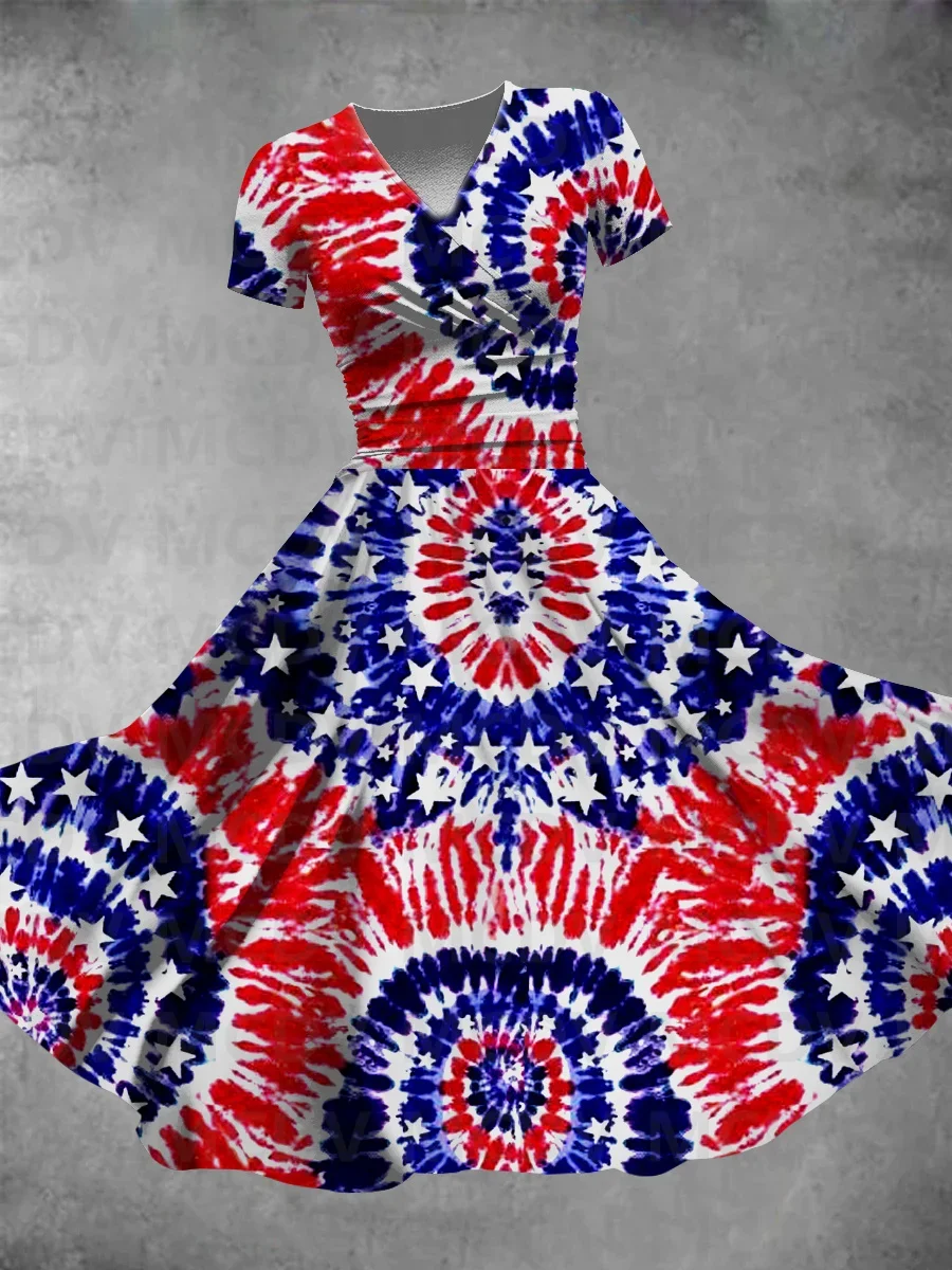 Dames Amerikaanse Onafhankelijkheidsdag Patroon Art Design Maxi Jurk Met Print