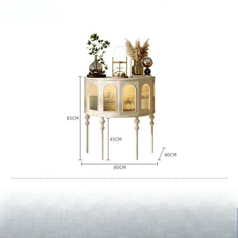 Французский ретро легкий роскошный шкафчик для украшения дома из цельного дерева с сенсорным светильником, художественный обеденный боковой шкаф