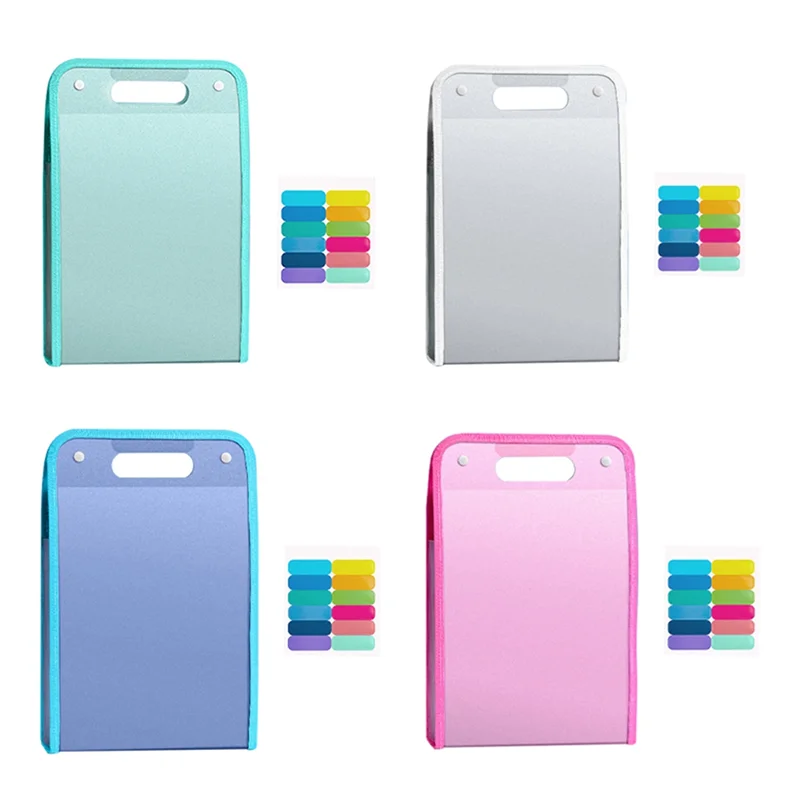4Pcs A4 File Folders, Vertical A4 File Organizer With Handle With Portable 13 Pockets For Student, Business Easy To Use