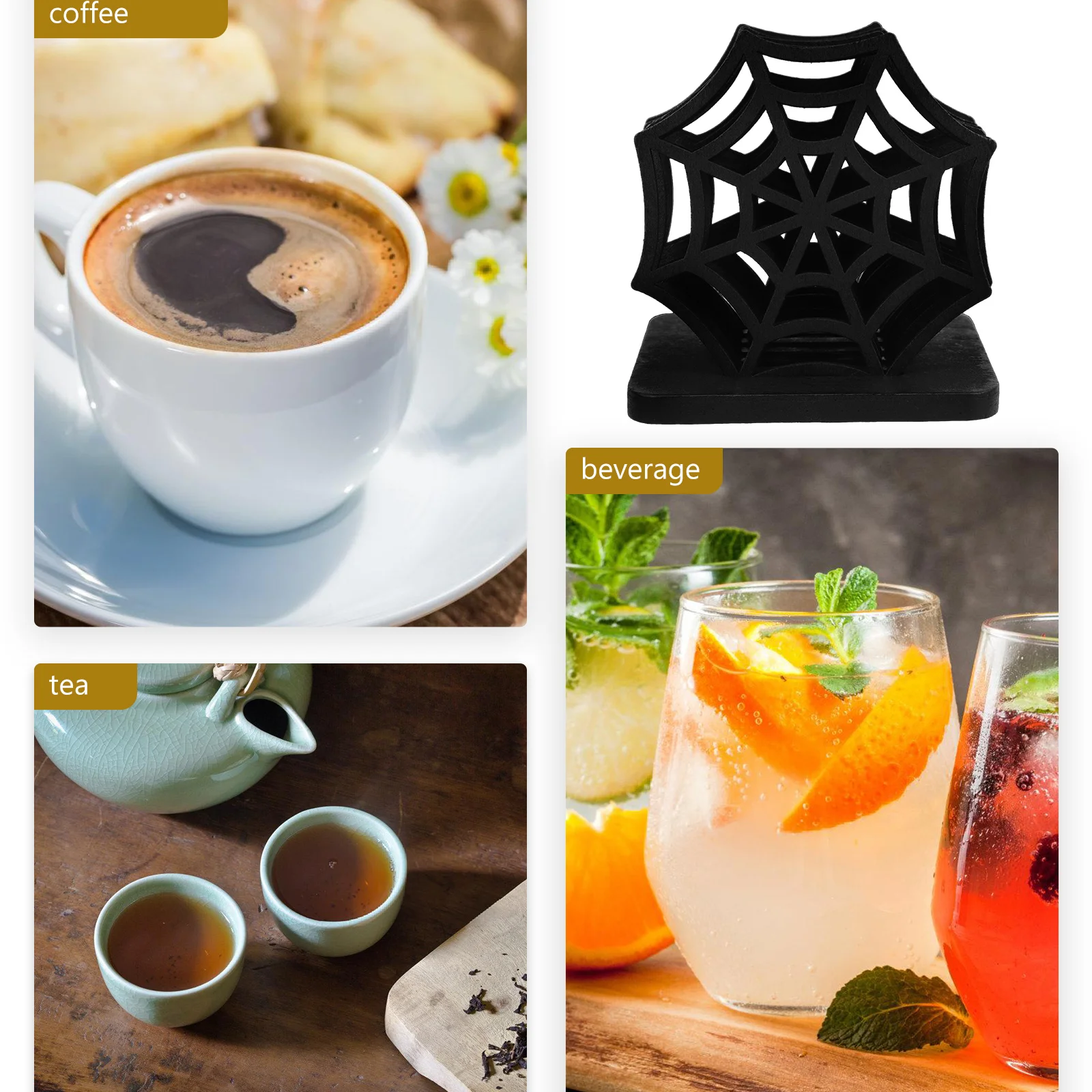 

1 set Spider Web Coasters Halloween Themed Drink Mats Hollow Design For Table Home Office Party Decor Kitchen Bar Tableware