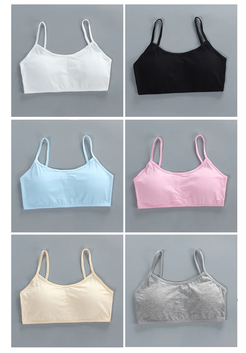 5er-Pack Baumwoll-Sport-BHs, einfarbig, Pubertätsunterwäsche für große Mädchen, ideale Unterwäsche für Teenager und Kinder, kleiner BH – Detail 2