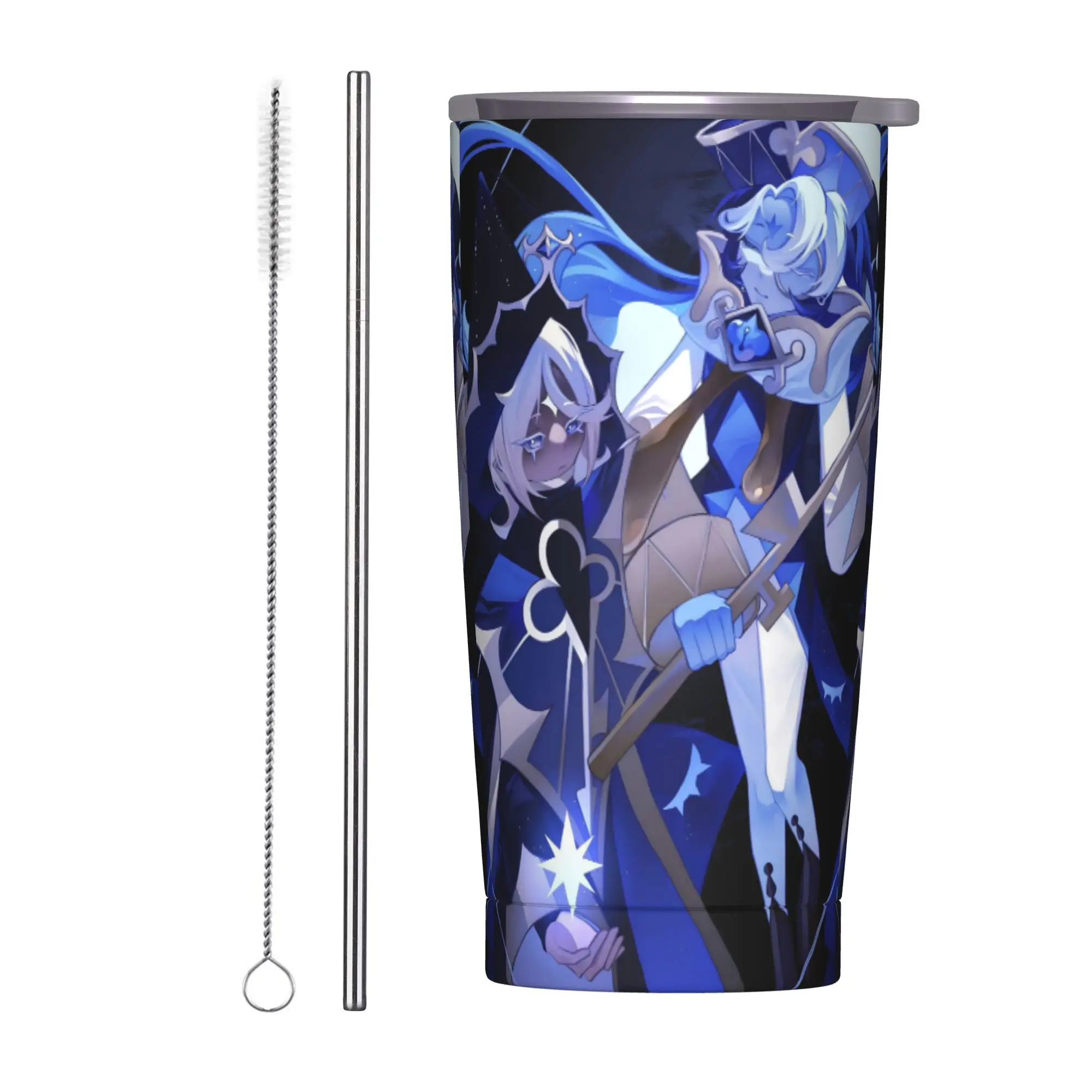 Shadow Milk Cookie Run Kingdom Tumbler Vacuum Insulated CRK Game Coffee Cups with Lid Straw Office Home Mug Hot Cold Drink, 20oz