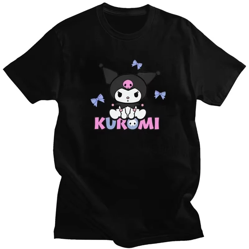 

Модные футболки Sanrio Anime Kuromi на заказ, мужская футболка с короткими рукавами, уличная футболка, топы из чистого хлопка, облегающая футболка в подарок
