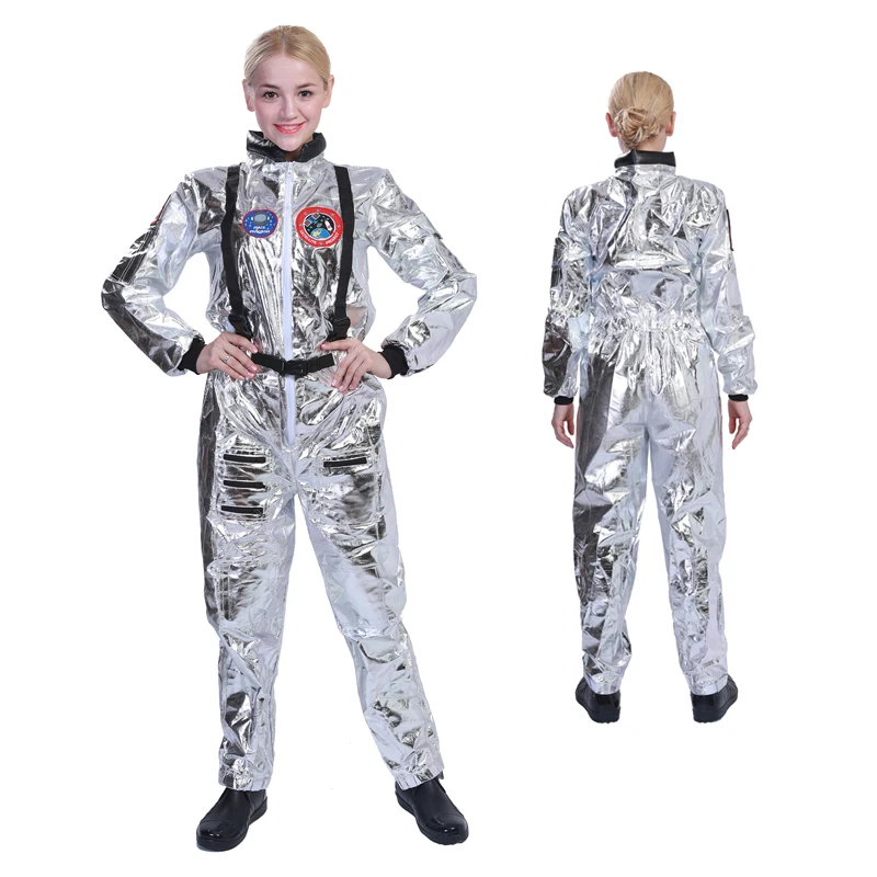 Silver Astronaut Costume Adult for Women Men Cosplay Costumes Spaceman Jumpsuit Space Suit Outfit Halloween image 5